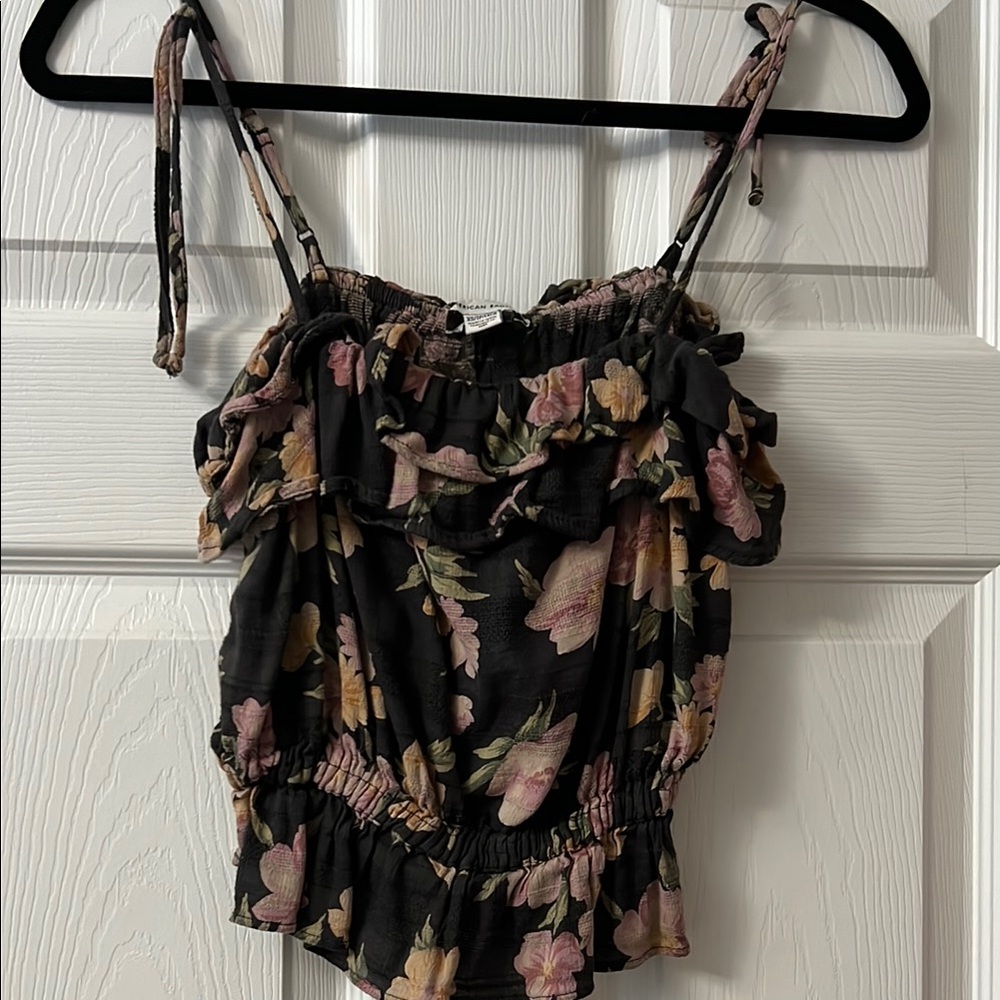 American Eagle Outfitters Black and Pink Camisole